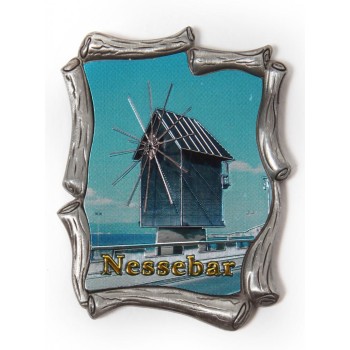 Релефна магнитна пластинка с изображение - Вятърната мелница в Несебър