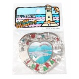Сувенирна фигурка с магнит - сърце - крайбрежие с надпис България