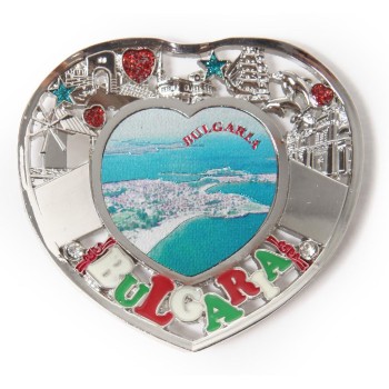 Сувенирна фигурка с магнит - сърце - крайбрежие с надпис България