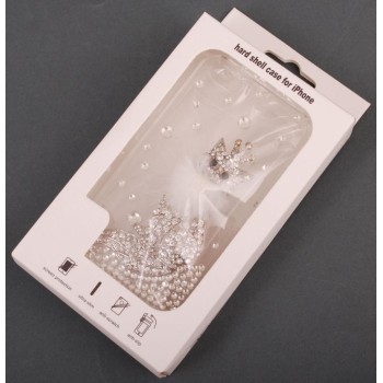 Калъф за телефон I5, декориран с лисица с корона и бели камъни