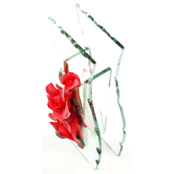 Красива стъклена ваза за сухи цветя, приятно декорирана с цветя