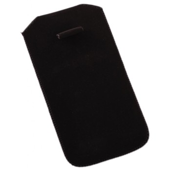 Калъф за телефон iPHONE 5 със закопчалка, изработен от мек велур, декориран с нежни флорални мотиви - черен