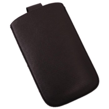 Калъф за телефон iPHONE 4 със закопчалка, изработен от мека еко кожа - черен