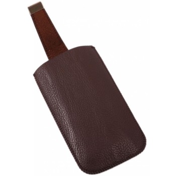 Калъф за телефон iPHONE 5 с капаче с магнит, изработен от еко кожа - тъмно кафяв