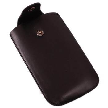 Калъф за телефон iPHONE 4 с капаче с копче, изработен от еко кожа - черен