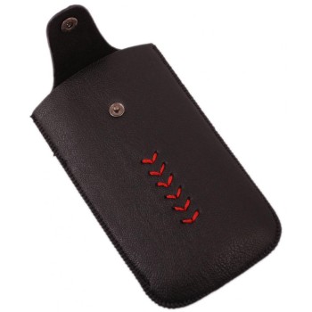 Калъф за телефон Samsung S3 с капаче с копче, декориран с червен шев