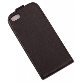 Калъф за телефон iPHONE 5 с капак, изработен от еко кожа - черен