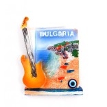 Магнитна фигурка, декорирана с китара и синьо око за късмет - България