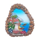Релефна фигурка с магнит - рамка от камъни - морски мотиви, България