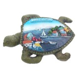 Релефна фигурка с магнит във формата на костенурка - морски мотиви - лодки и къщи, България