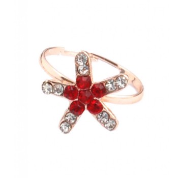 Златист пръстен с фигурка - морска звезда, декорирана с цветни камъчета