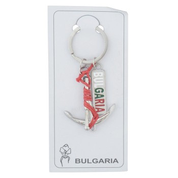Сувенирен метален ключодържател във формата на котва с въже и метална пластинка с надпис - България