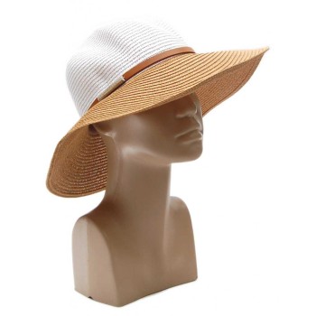 Плетена дамска шапка с кафява периферия
