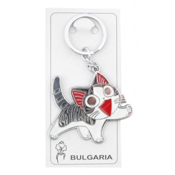 Сувенирен метален ключодържател с фигурка - котка