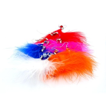 Елегантни обици от цветни пера, декорирани с цветно мънисто