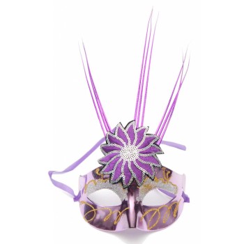 Декоративна маска - тип домино с брокат и декоративно цвете