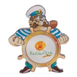 Сувенирна магнитна пластинка във формата на капитан зад руля с лазерна графика - логото на България