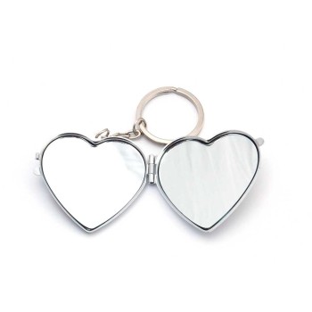 Сувенирен метален ключодържател във формата на сърце с огледала - Златни пясъци