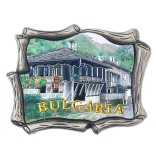 Декоративна метална пластинка с магнит - стара българска къща