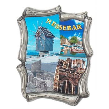 Декоративна метална пластинка с магнит - забележителности в Несебър