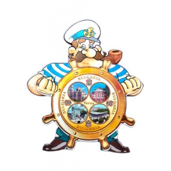 Релефна магнитна пластинка във формата на капитан зад руля - забележителности във Варна