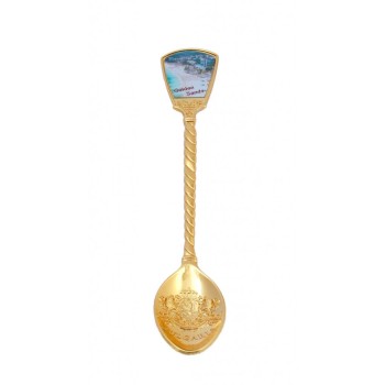 Златиста сувенирна лъжичка с декоративна инкрустация - Златни пясъци