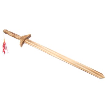 Сувенирен къс самурайски меч, изработен изцяло от дърво с червен пискюл