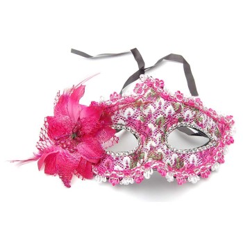 Декоративна маска - тип домино от дантела с декоративно цвете