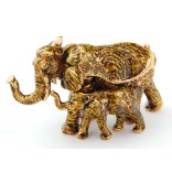 Декоративна метална кутийка за бижута във формата на слон с малко слонче - фаберже