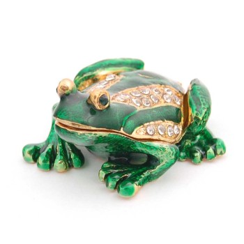 Декоративна метална кутийка за бижута във формата на жаба - фаберже