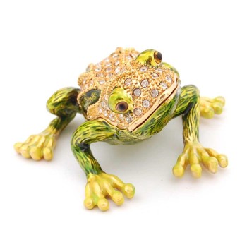 Декоративна метална кутийка за бижута във формата на жаба - фаберже