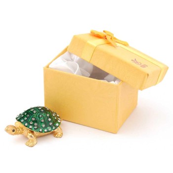 Декоративна метална кутийка за бижута във формата на костенурка - фаберже