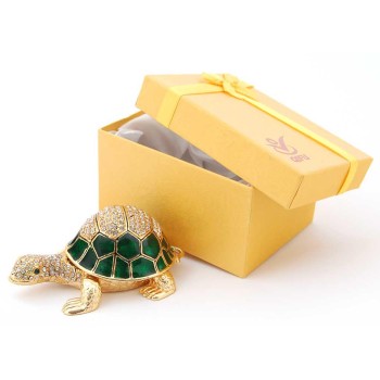 Декоративна метална кутийка за бижута във формата на костенурка - фаберже