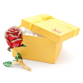 Декоративна метална кутийка за бижута във формата на роза - фаберже