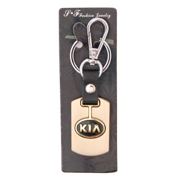Ключодържател, изработен от кожа с метална пластина - Kia