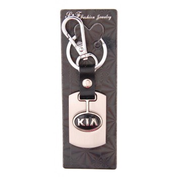 Ключодържател, изработен от кожа с метална пластина - Kia
