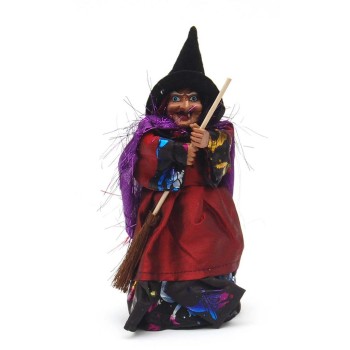 Сувенирна кукла - Баба Яга, държаща метла