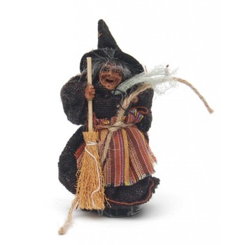Сувенирна кукла - Баба Яга, държаща метла