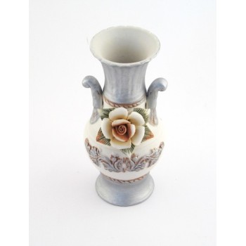 Декоративна порцеланова ваза, цветна, с орнамент - роза