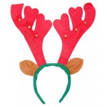 Коледна диадема - еленови рога с ушички, декорирана със звънчета