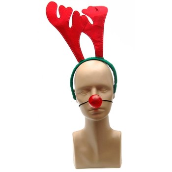 Коледен комплект - диадема с еленови рога и светещ нос