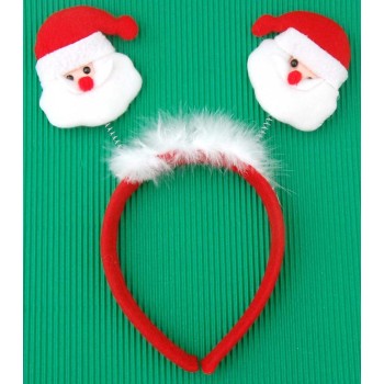 Коледна диадема с пух и декоративни фигурки - Дядо Коледа