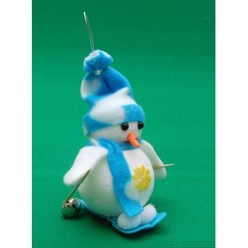 Декоративна коледна фигурка за окачване - снежен човек скиор
