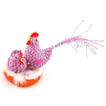 Декоративни музикални фигурки - Великденски петел и кокошка с яйце в кошничка