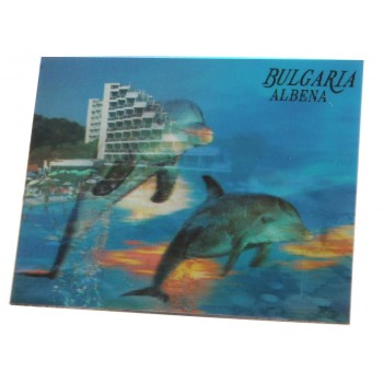 Магнитна пластинка с холограмни изображения - изглед от Албена и два делфина