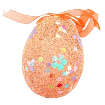 Декоративно великденско яйце за окачване с цветни елементи