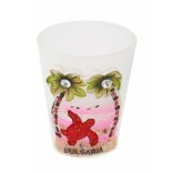 Сувенирна чаша за шот с фигурка - палмички с костенурка и надпис България