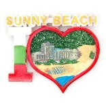 Сувенирна магнитна фигурка с надпис - Аз ♥ Слънчев бряг - плаж и хотели