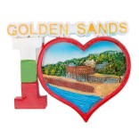Сувенирна магнитна фигурка с надпис - Аз ♥ Златни пясъци - плажове и хотели