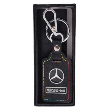 Ключодържател с кожена пластина с цветен шев - Mercedes